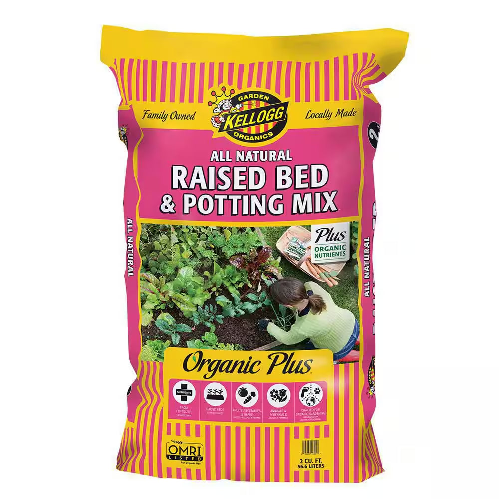 Organic Raised Bed and Potting Mix, All Natural Premium Soil 2 Cu. Ft., OMRI Listed