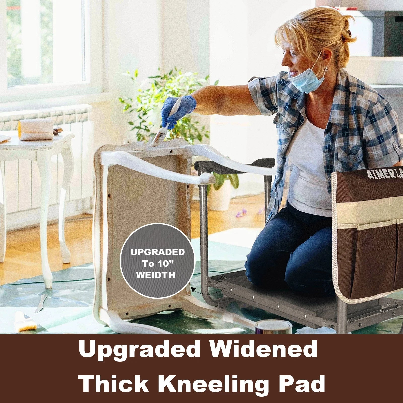 Foldable Garden Kneeler Seat Heavy Duty [Upgraded Widened Thick Kneeling Pad] Durable Garden Stool with Large Garden Tool Bags with Pockets - Portable Garden Bench Gardening Gifts for Parents