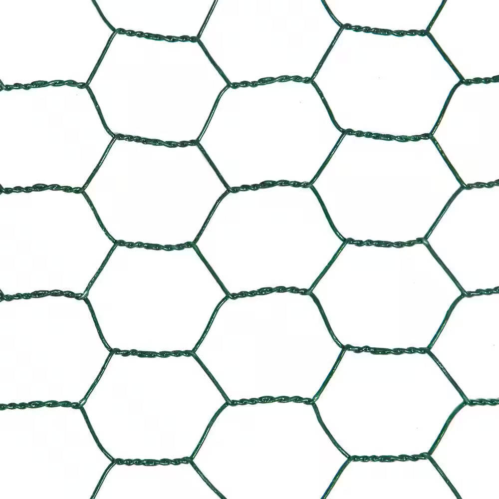 1 In. Mesh X 2 Ft. X 25 Ft. 20-Gauge Green PVC Coated Poultry Netting