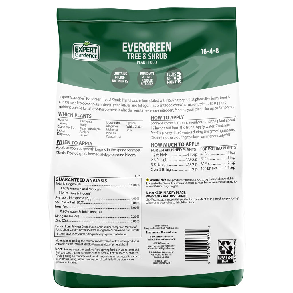 Evergreen Tree and Shrub Plant Food, 16-4-8 Fertilizer, 4 Lb.