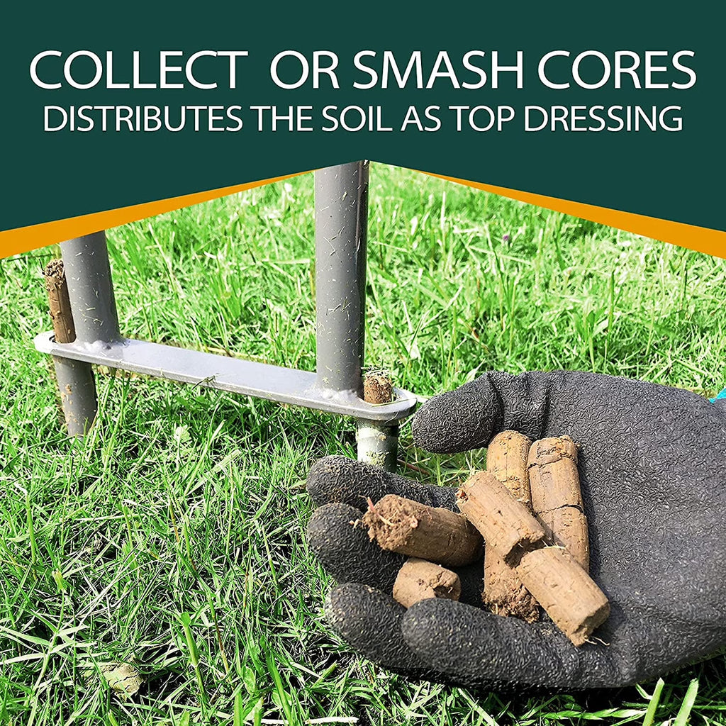 Lawn Coring Aerator for Compacted Soils, Steel Core Aerating Tool for Lawn