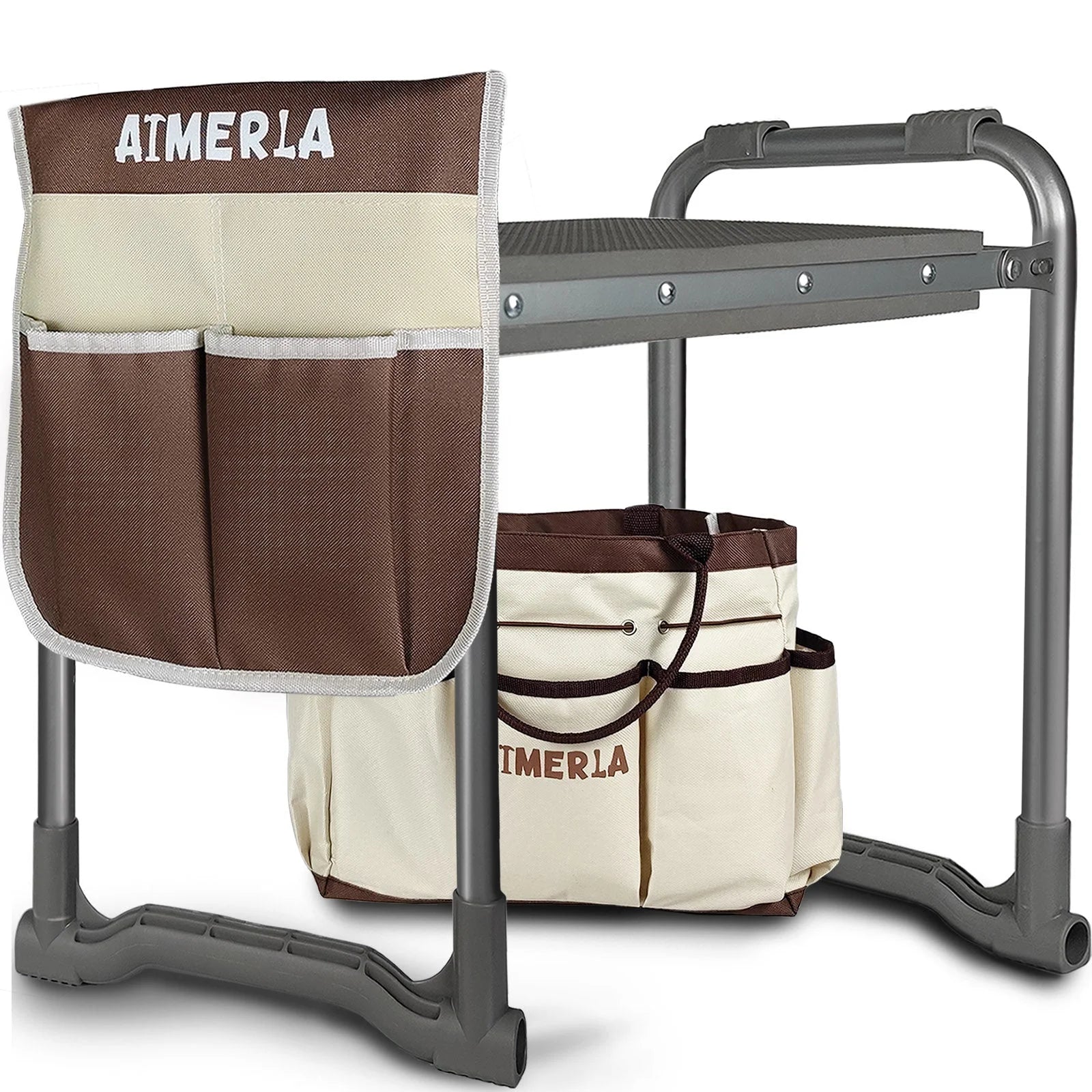 Foldable Garden Kneeler Seat Heavy Duty [Upgraded Widened Thick Kneeling Pad] Durable Garden Stool with Large Garden Tool Bags with Pockets - Portable Garden Bench Gardening Gifts for Parents