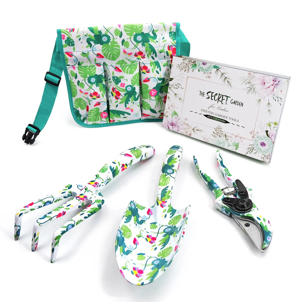 Garden Tools Set Women, Christmas Gardening Gifts Ladies, Aluminum Hand Tools, Pruner and Garden Belt Bags with Floral Package