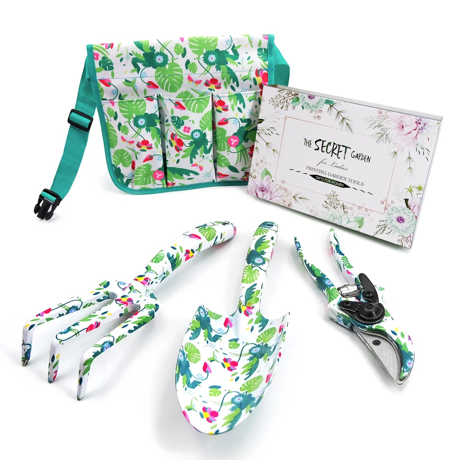 Garden Tools Set Women, Christmas Gardening Gifts Ladies, Aluminum Hand Tools, Pruner and Garden Belt Bags with Floral Package