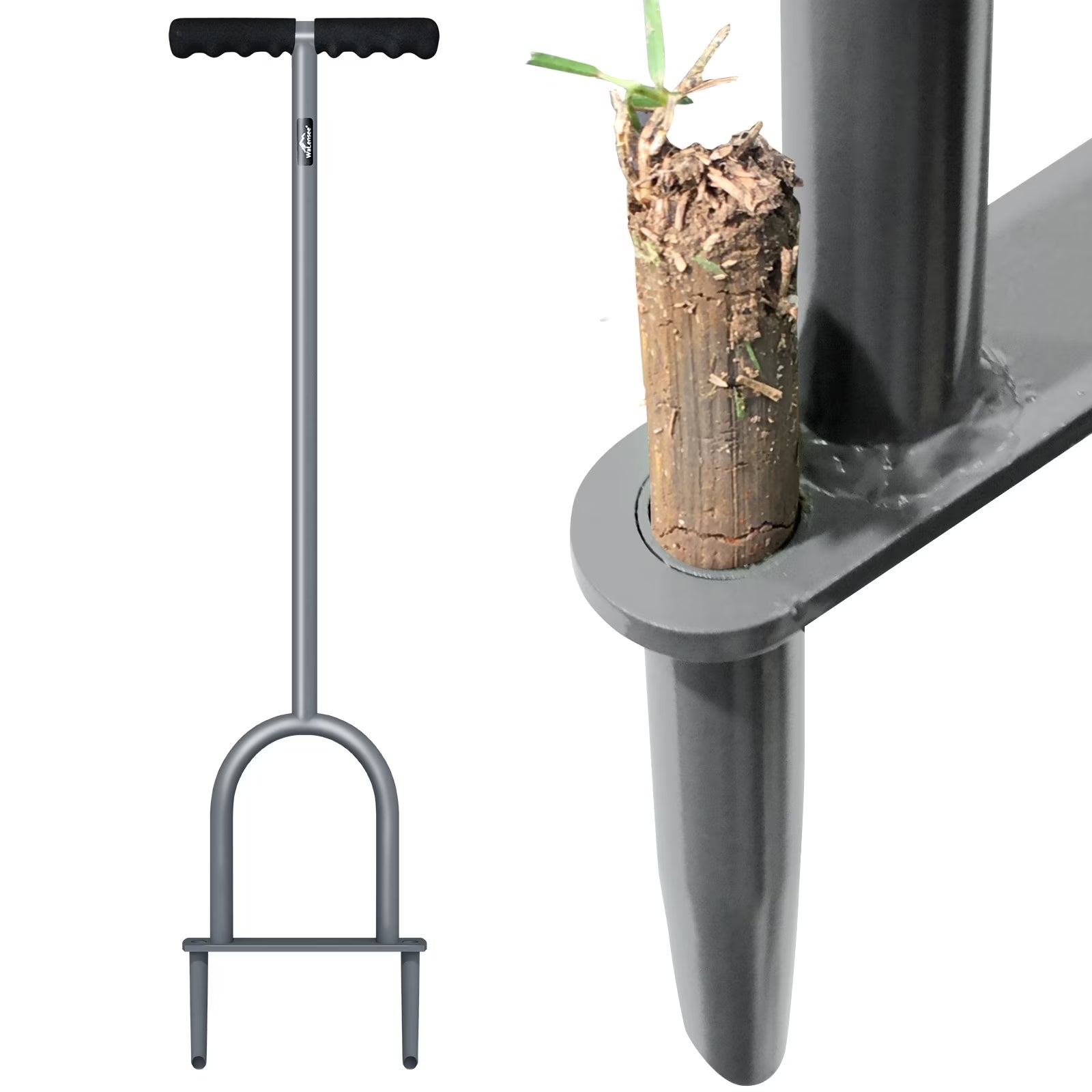 Lawn Coring Aerator for Compacted Soils, Steel Core Aerating Tool for Lawn