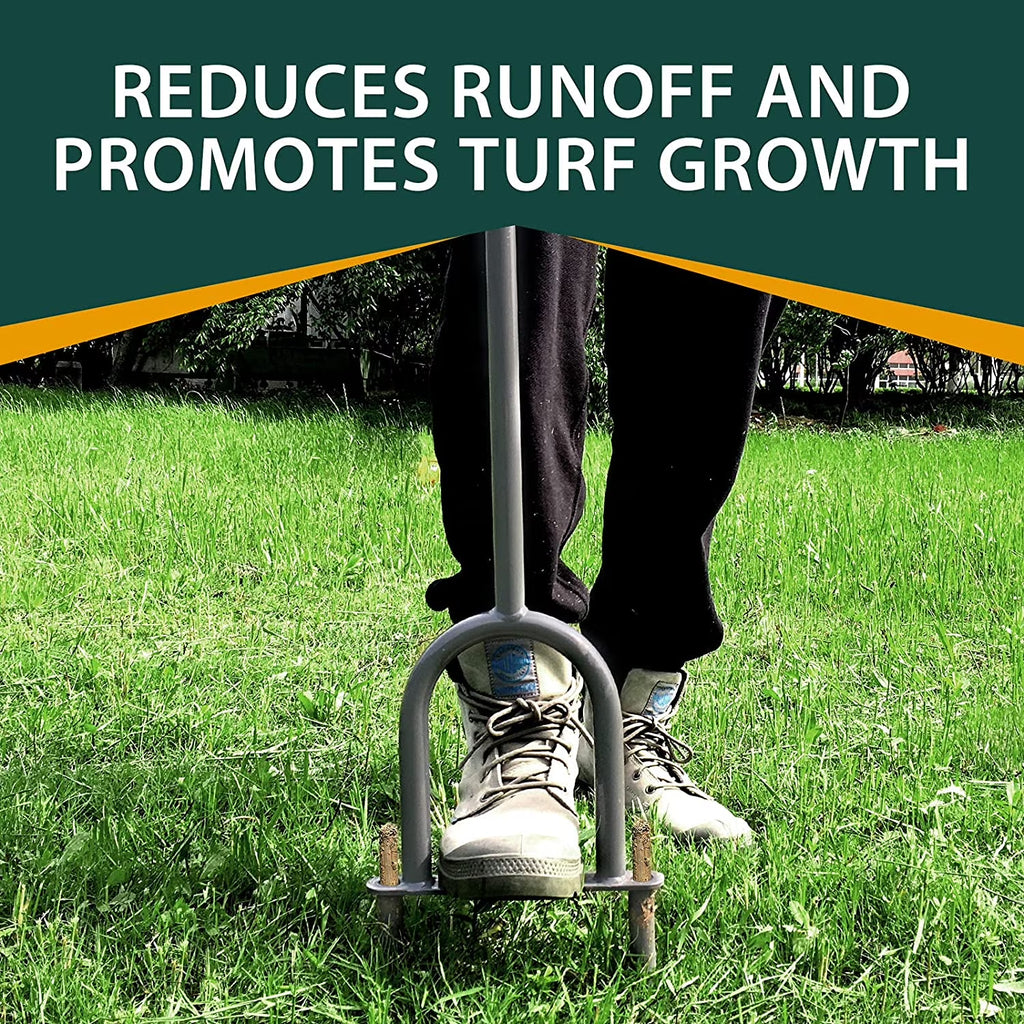 Lawn Coring Aerator for Compacted Soils, Steel Core Aerating Tool for Lawn