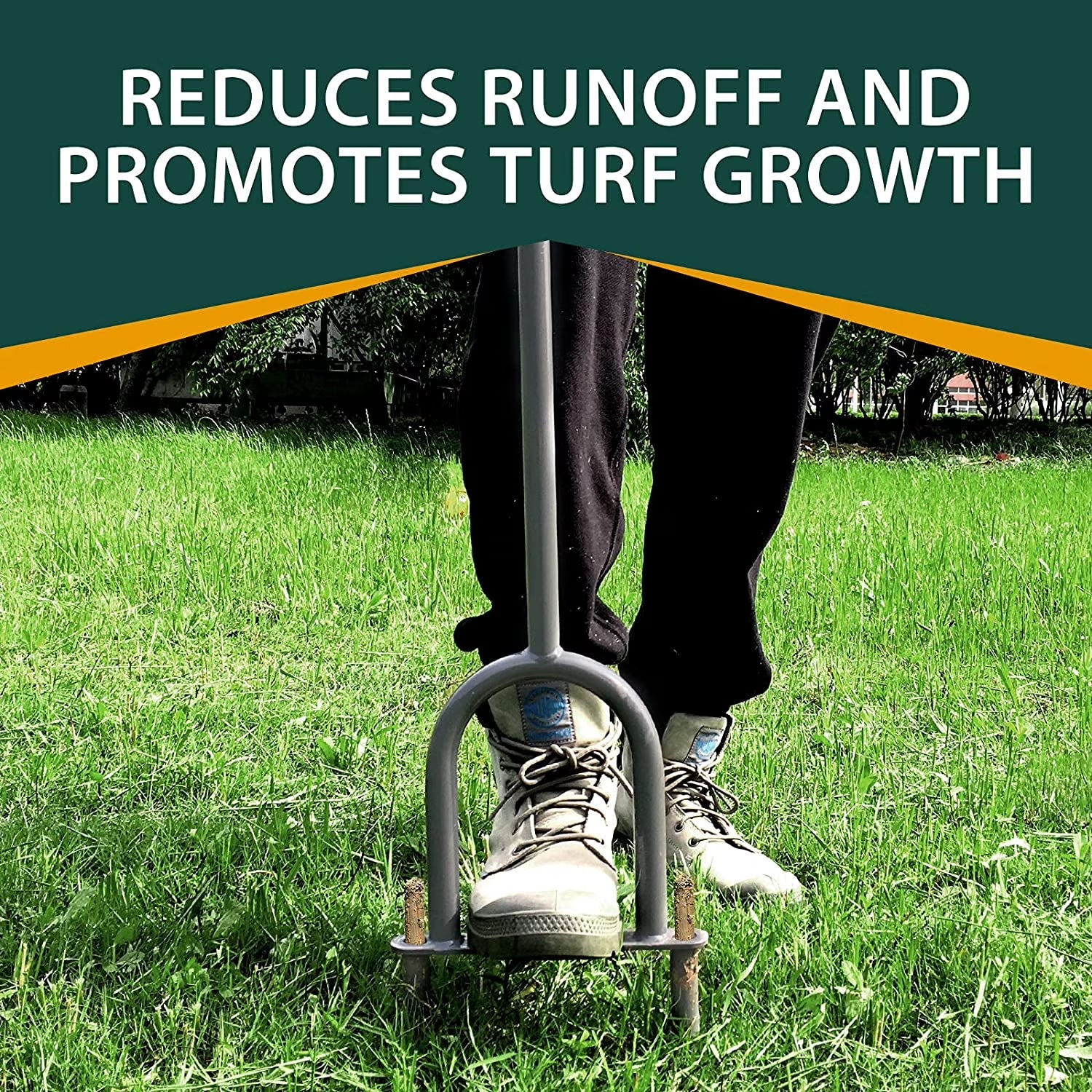 Lawn Coring Aerator for Compacted Soils, Steel Core Aerating Tool for Lawn
