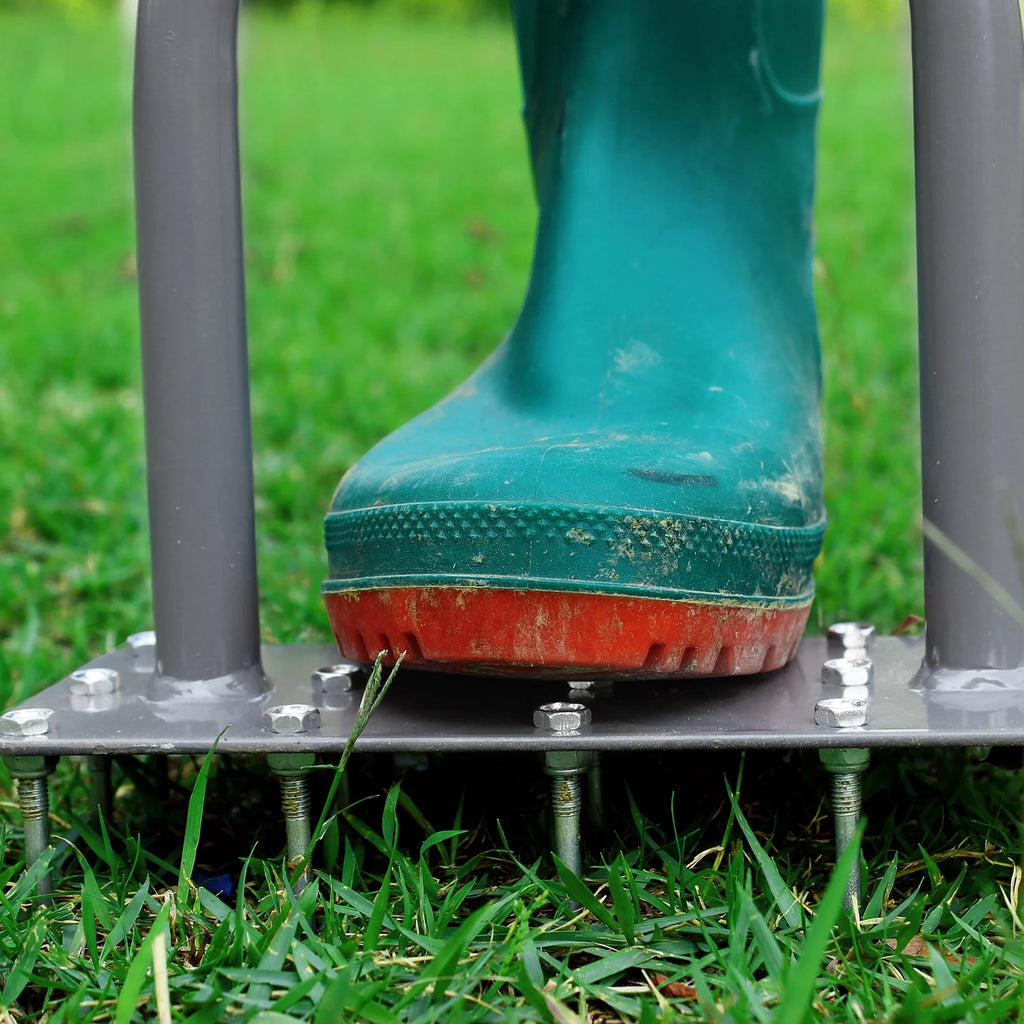 Lawn Spike Aerator with 15 Iron Spikes for Garden