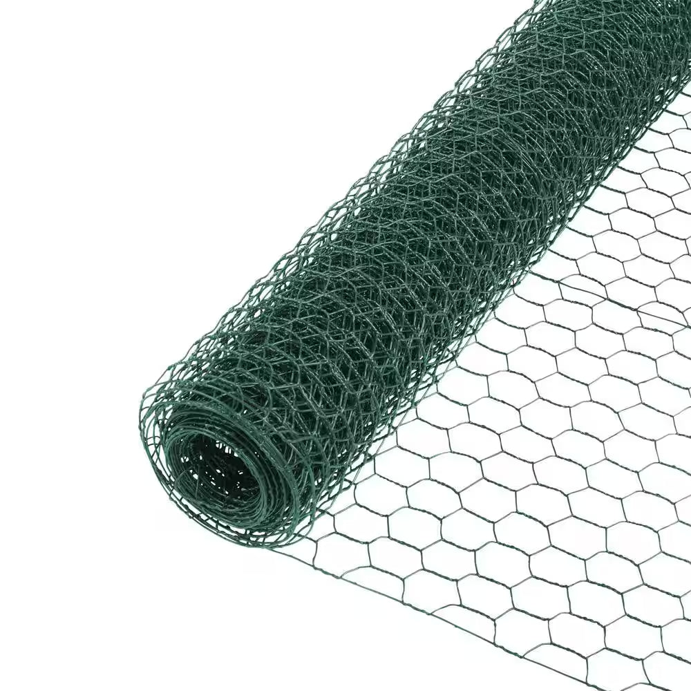 1 In. Mesh X 2 Ft. X 25 Ft. 20-Gauge Green PVC Coated Poultry Netting