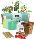 Herb Garden Kit Indoor – Indoor Herb Garden Starter Kit – Dwarf Tomato, Chili Pepper and Eggplant Seeds – Sturdy Reusable Planter, Enriched Soil & Bamboo Labels – Indoor Garden Kit